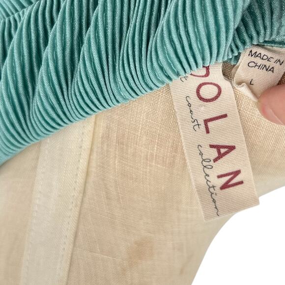 Anthropologie Dolan Lettuce-Hem Buttondown Top Pleated Flare Sleeve Blue Large - Picture 8 of 10